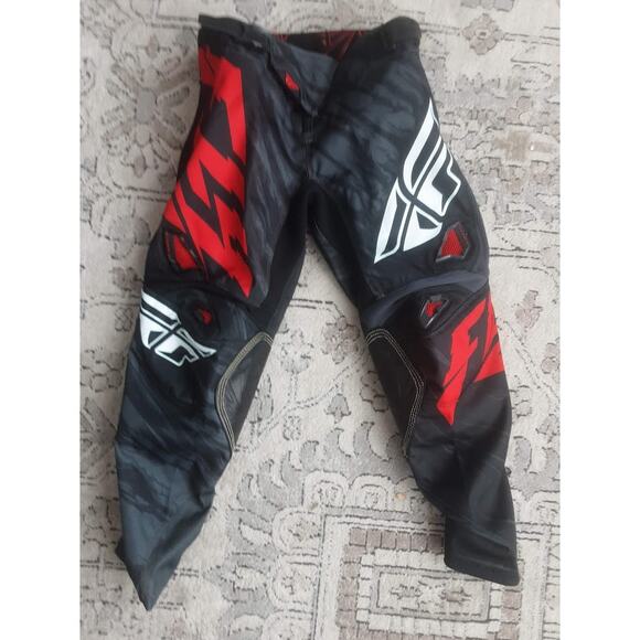 Fly Racing Kinetic Relapse Black Red Youth Motocross MX Pants Size 24 - Picture 1 of 5